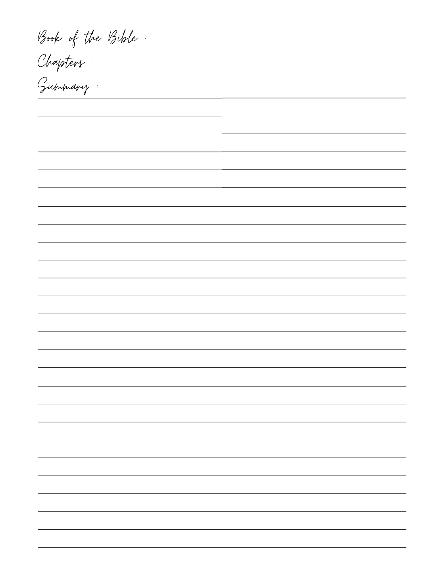 Bible Study Summary Notebook - Digital Product