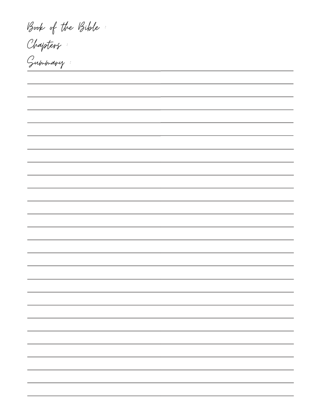 Bible Study Summary Notebook - Digital Product