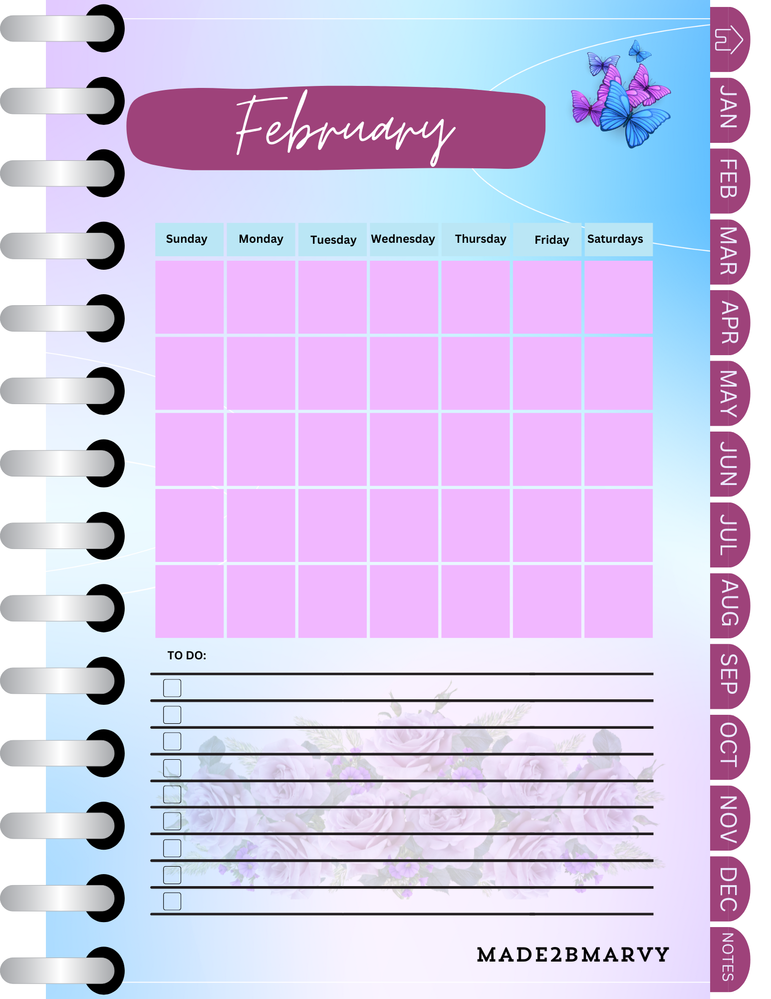 Digital Monthly Planner - Digital Product