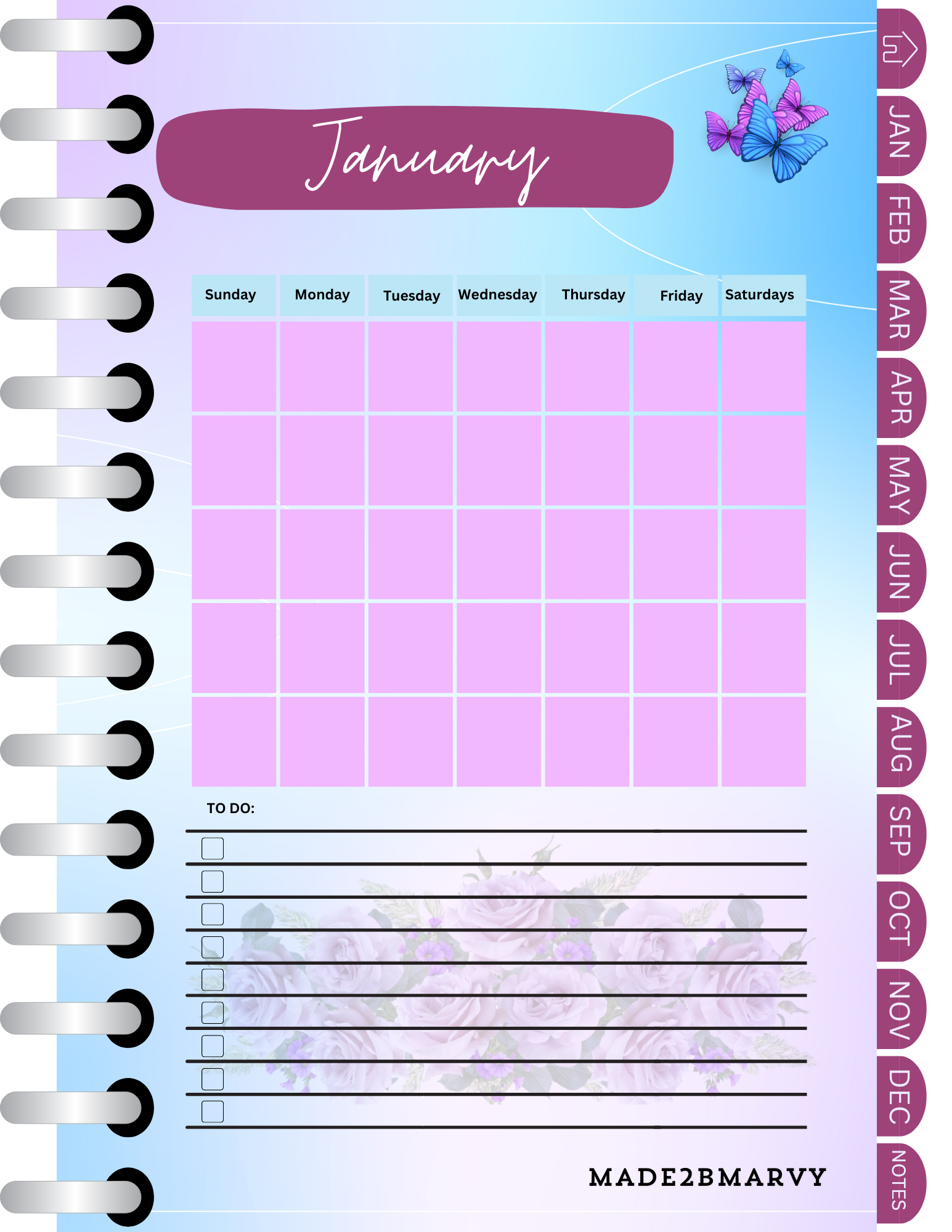 Digital Monthly Planner - Digital Product